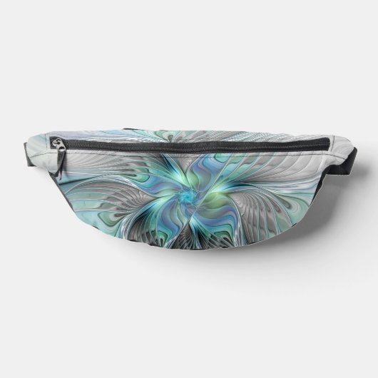 Abstracte blauwe groene vlinder Fantasy Fractal Ar Heuptasje (Liggend)