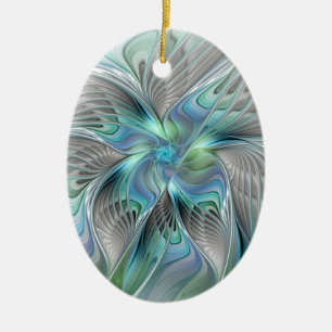 Abstracte blauwe groene vlinder Fantasy Fractal Ar Keramisch Ornament