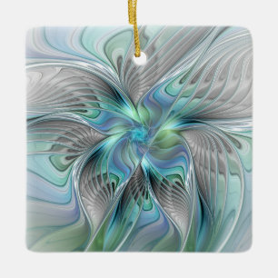 Abstracte blauwe groene vlinder Fantasy Fractal Ar Keramisch Ornament