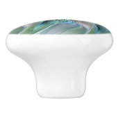 Abstracte blauwe groene vlinder Fantasy Fractal Ar Keramische Knop (Zijkant)