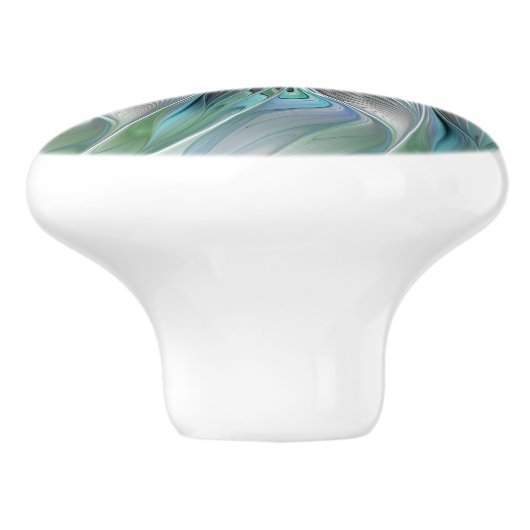 Abstracte blauwe groene vlinder Fantasy Fractal Ar Keramische Knop (Zijkant)