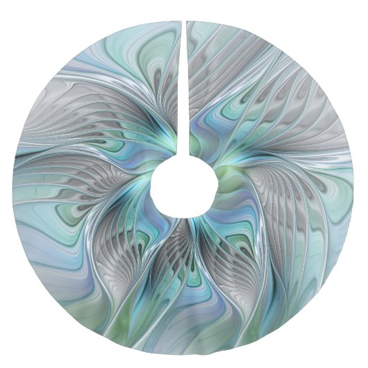 Abstracte blauwe groene vlinder Fantasy Fractal Ar Kerstboom Rok (Voorkant)