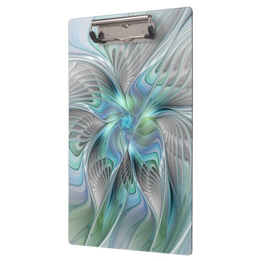 Abstracte blauwe groene vlinder Fantasy Fractal Ar Klembord (Links)