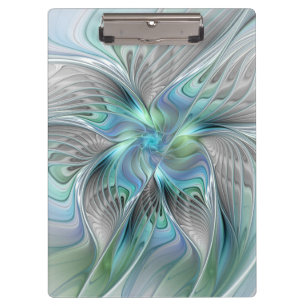 Abstracte blauwe groene vlinder Fantasy Fractal Ar Klembord