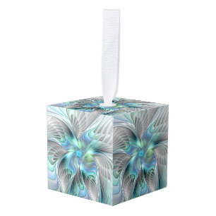 Abstracte blauwe groene vlinder Fantasy Fractal Ar Kubus Ornament