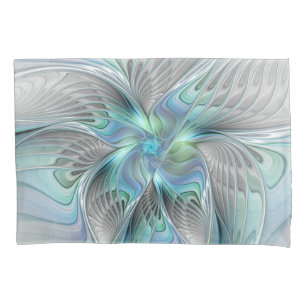Abstracte blauwe groene vlinder Fantasy Fractal Ar Kussensloop
