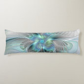 Abstracte blauwe groene vlinder Fantasy Fractal Ar Lichaamskussen (Voorkant)