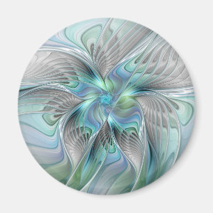 Abstracte blauwe groene vlinder Fantasy Fractal Ar Magneet