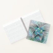 Abstracte blauwe groene vlinder Fantasy Fractal Ar Notitieboek (Binnen)