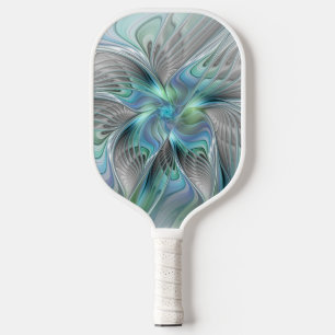 Abstracte blauwe groene vlinder Fantasy Fractal Ar Pickleball Paddle