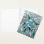 Abstracte blauwe groene vlinder Fantasy Fractal Ar Planner (Display)
