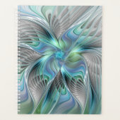 Abstracte blauwe groene vlinder Fantasy Fractal Ar Planner (Voorkant)