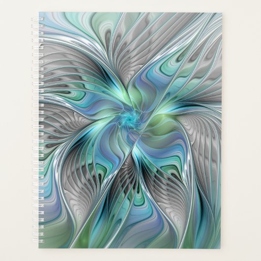 Abstracte blauwe groene vlinder Fantasy Fractal Ar Planner (Voorkant)