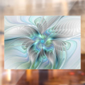 Abstracte blauwe groene vlinder Fantasy Fractal Ar Raamsticker (Vel 2)