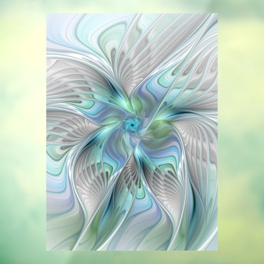 Abstracte blauwe groene vlinder Fantasy Fractal Ar Raamsticker (Vel 3)