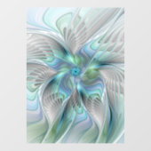 Abstracte blauwe groene vlinder Fantasy Fractal Ar Raamsticker (Vel)