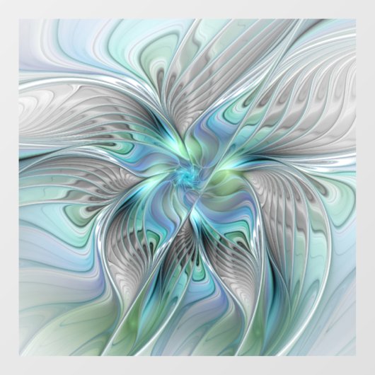 Abstracte blauwe groene vlinder Fantasy Fractal Ar Raamsticker (Vel)