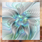 Abstracte blauwe groene vlinder Fantasy Fractal Ar Raamsticker (Vel 2)