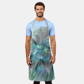 Abstracte blauwe groene vlinder Fantasy Fractal Ar Schort (Gedragen)