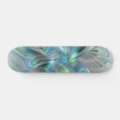 Abstracte blauwe groene vlinder Fantasy Fractal Ar Skateboard (Horizontaal)