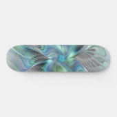 Abstracte blauwe groene vlinder Fantasy Fractal Ar Skateboard (Horizontaal)