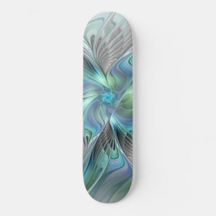 Abstracte blauwe groene vlinder Fantasy Fractal Ar Skateboard