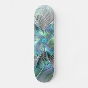 Abstracte blauwe groene vlinder Fantasy Fractal Ar Skateboard