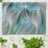 Abstracte blauwe groene vlinder Fantasy Fractal Ar Theedoek (Gevouwen)
