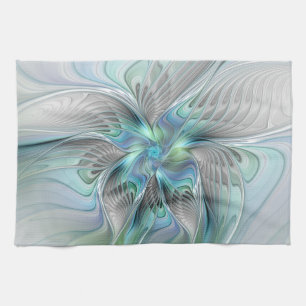 Abstracte blauwe groene vlinder Fantasy Fractal Ar Theedoek