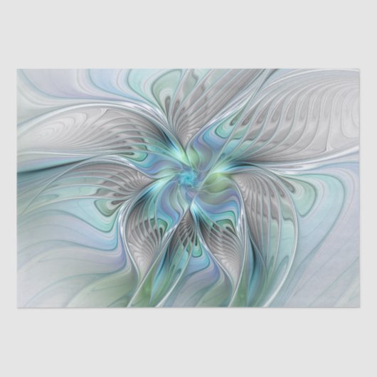 Abstracte blauwe groene vlinder Fantasy Fractal Ar Tissuepapier (Voorkant)