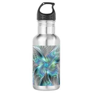Abstracte blauwe groene vlinder Fantasy Fractal Ar Waterfles