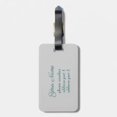 Abstracte blauwe groene vlinder Fantasy Fractal Na Bagagelabel (Achterkant verticaal)