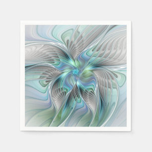 Abstracte Blauwe Groene Vlinder Fantasy Fractale K Servet