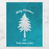 Abstracte Blauwe Kerstmis Merry Kerstry Wijn Etiket (Enkel label)