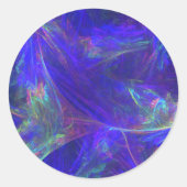 Abstracte blauwe kleurrijke lijsten ronde sticker (Voorkant)