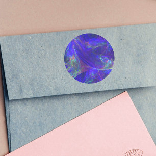 Abstracte blauwe kleurrijke lijsten ronde sticker