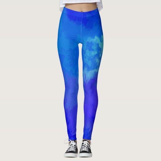 Abstracte blauwe Leggings (Voorkant)