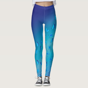 Abstracte Blauwe Maan en Vlinders Leggings