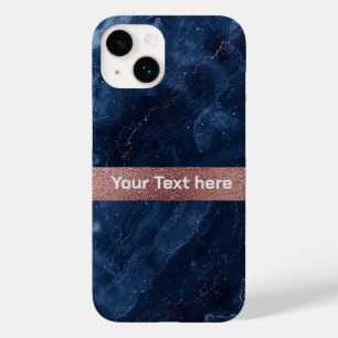 Abstracte Blauwe Marmer Kunst met Gouden Glitter A Case-Mate iPhone 14 Hoesje