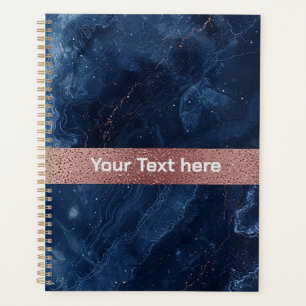 Abstracte Blauwe Marmer Kunst met Gouden Glitter A Planner