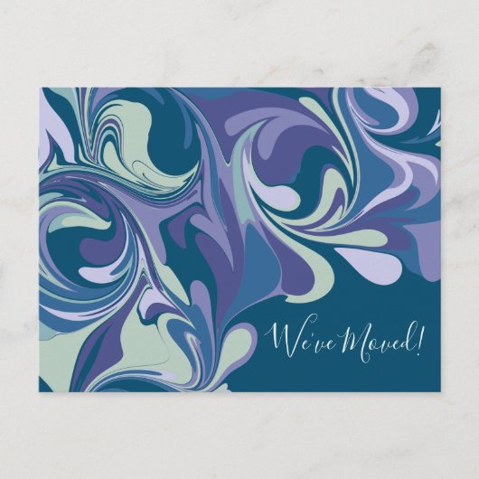 Abstracte blauwe marmer We hebben Adres gewijzigd Briefkaart (Voorkant)