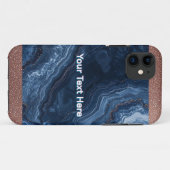 Abstracte Blauwe Marmeren Kunst met Gouden Glitter Case-Mate iPhone Case (Achterkant (horizontaal))
