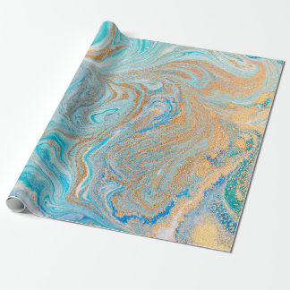 Abstracte blauwe marmertextuur cadeaupapier