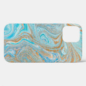 Abstracte blauwe marmertextuur Case-Mate iPhone case (Achterkant (horizontaal))