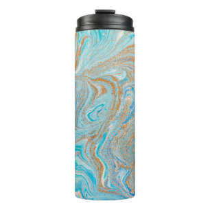 Abstracte blauwe marmertextuur thermosbeker