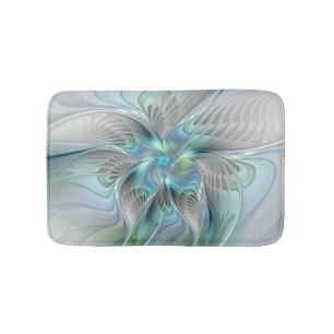 Abstracte Blauwe Mint Groene Vlinder Fantasy Fract Badmat