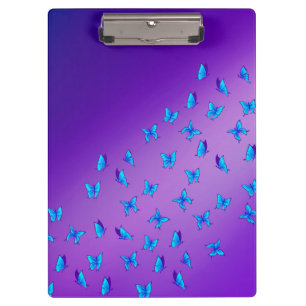 Abstracte Blauwe Moonbeams en Vlinders Klembord