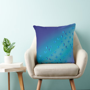 Abstracte Blauwe Moonbeams en Vlinders Kussen