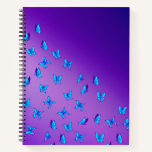Abstracte Blauwe Moonbeams en Vlinders Notitieboek