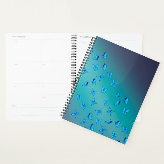 Abstracte Blauwe Moonbeams en Vlinders Planner (Display)